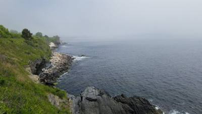 Julie and I took a foggy stroll along Cliff Walk in Newport, RI this morning. Beautiful cliffs on one side, historic man