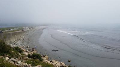 Julie and I took a foggy stroll along Cliff Walk in Newport, RI this morning. Beautiful cliffs on one side, historic man