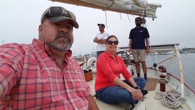 Julie and I got the opportunity to go on a sail on the Aquidneck out of Newport, RI.  Not much wind.  Fun time though an