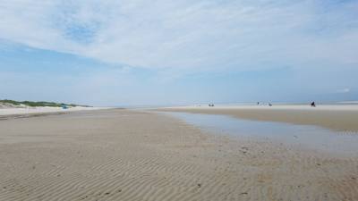 Okay, by far the best beach has been Mayflower Beach.  Low tide let's you walk WAAAAY out there.  Perfect 70+ degree wea