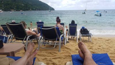 Majahuitas and Yelapa.  Neither of these places is available by road.  You have to take a boat.  Yelapa had a nice water