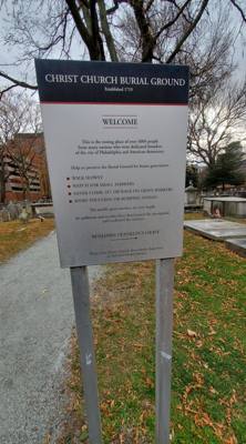 The last stop on the first day of touring Philadelphia, we visited Christ Church and its burial grounds that were establ